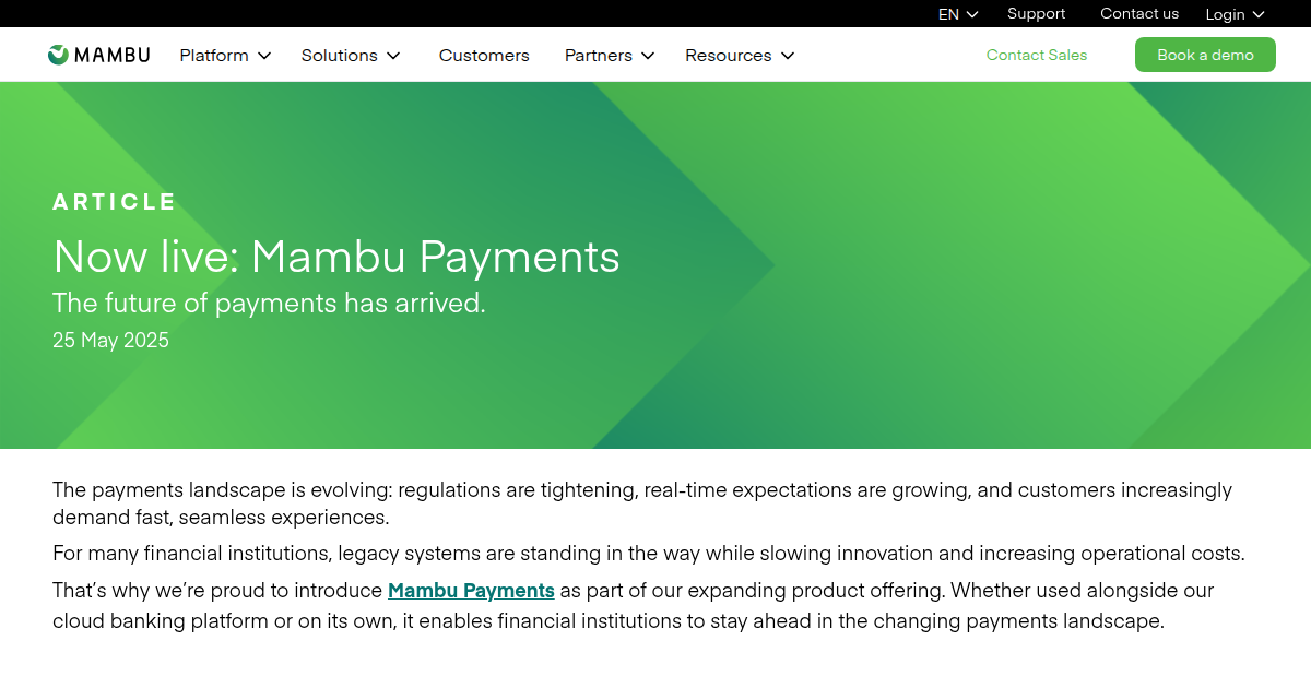 Mambu Unveils End-to-End Composable Payments Platform