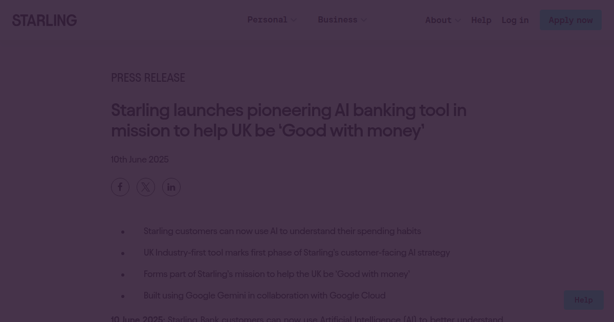 Starling Bank Launches Pioneering AI 'Spending Intelligence' Tool