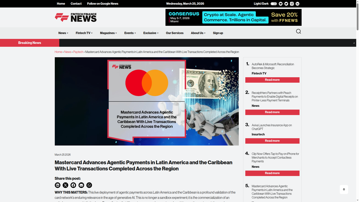 Mastercard Advances Agentic Payments in Latin America With Live Transactions